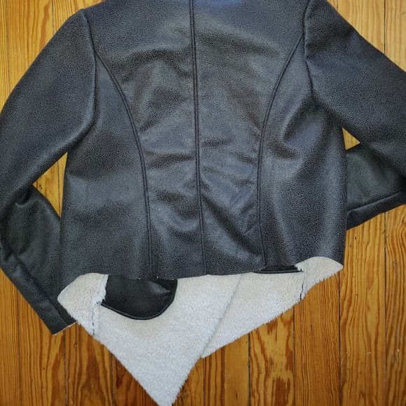 MM Couture Raw Edge Suede Faux Shearling Coat - Picture 4 of 4